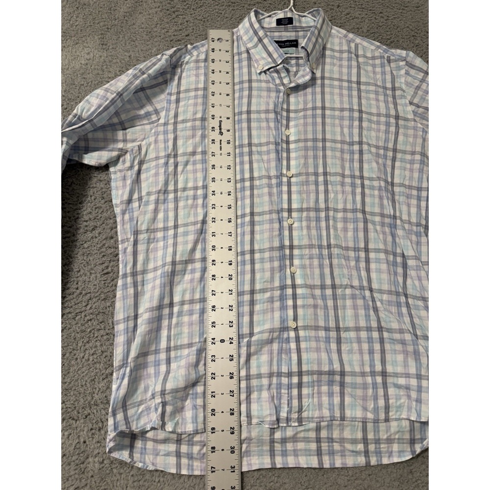 Peter Millar Collection Flex Finish Plaid Long Sleeve Cotton Shirt Size XL - Picture 4 of 7